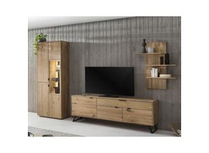 4063912085509 - 58 Aufm Kessel - Wohnwand Massivholz Idalia 280x203x45 Wohnzimmerschrank Wildeiche Bianco geölt 20045