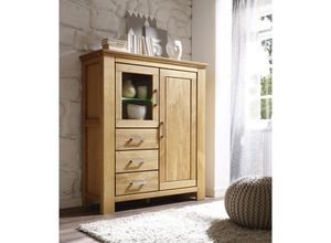 4063912086247 - Brotschrank Teilmassiv Iantha 125x145x47 Highboard Wildeiche natur geölt 20109