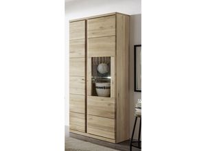 4063912086339 - Vitrinenschrank Teilmassiv Ianisha 90x203x41 Vitrine Wildeiche Bianco geölt 20116