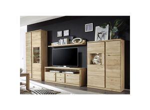 4063912086421 - 58 Aufm Kessel - Wohnwand Teilmassiv Ianisha 335x210x46 Wohnzimmerschrank Wildeiche Bianco geölt 20125