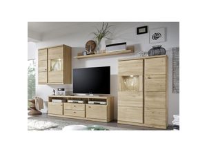 4063912086438 - 58 Aufm Kessel - Wohnzimmerschrank Teilmassiv Ianisha 305x210x46 Wohnwand Wildeiche Bianco geölt 20126