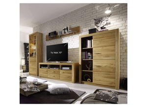 4063912087633 - 58 Aufm Kessel - Wohnkombination Janel 352x200x47 Wohnwand (4-tlg) Newcastle Eiche Asteiche massiv geölt 10057