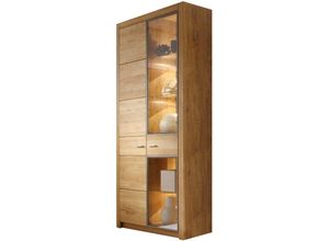 4063912087718 - Hochvitrine Janel 96x200x37 Vitrine Wild Eiche Asteiche massiv geölt 10065