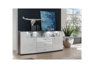 4063912087916 - Sideboard Jade 160x87x42 Anrichte Anthrazit Weiß Hochglanz 10085