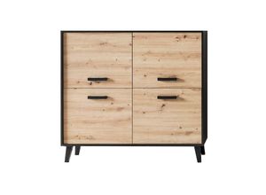 4063912088081 - 58 Aufm Kessel - Highboard Jaida 125x117x39 Anrichte Schwarz Artisan 10102