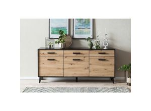 4063912088098 - 58 Aufm Kessel - Sideboard Jaida 186x85x39 Anrichte Schwarz Artisan 10103