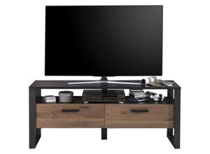 4063912088371 - 58 Aufm Kessel - TV-Unterschrank Jami 150x63x43 Lowboard Schwarz-Okapi Nuss Okapi Nuss 10131