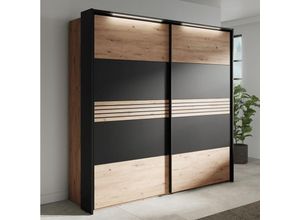 4063912122839 - 58 Aufm Kessel - Kleiderschrank Janet 220x214x60 Artisan Eiche Schwarz 10262