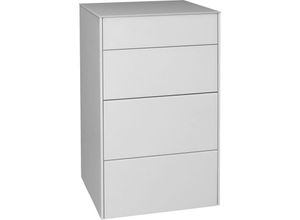 4063912126370 - 58 Aufm Kessel - Kommode Elfi 52x42x89 Hochglanz Kreidegrau Glas Kreidegrau 14795