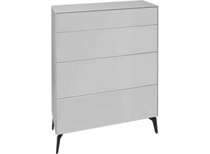 4063912126516 - Kommode Elfi 82x42x104 Hochglanz Kreidegrau Glas Kreidegrau 14797-mf