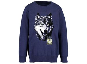 4063948370280 - - Strickpullover ARCTIC WOLVES mit Flockprint in nachtblau Gr92