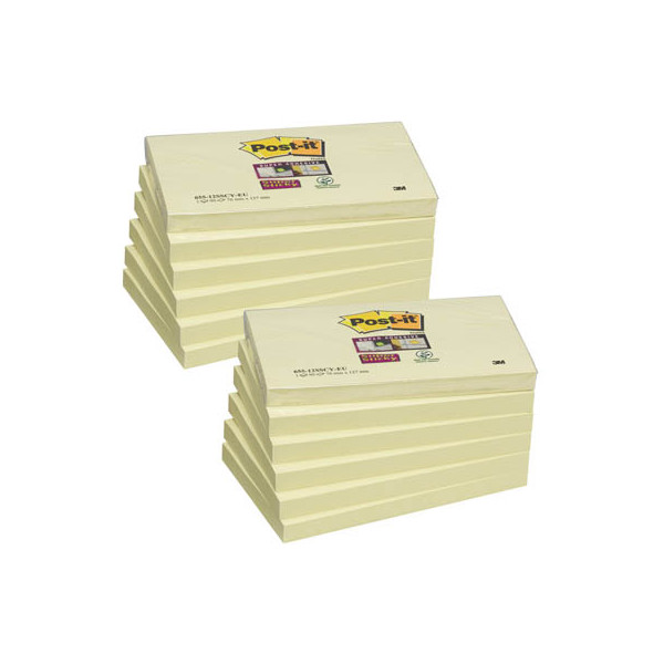 4064035065850 - Post-it Super Sticky Haftnotizen 655-12SSCY 76 x 127 mm 90 Blatt pro Block Gelb Rechteckig Unliniert 12 Stück