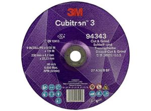 4064035080235 - Cubitron 94343 Cubitron™ 3 Cut and Grind Schruppscheibe Durchmesser 230 mm Bohrungs-Ø 2223 mm 10 St