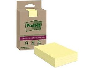 4064035142858 - Post-it Super Sticky Recycelte Haftnotizen Kanariengelb Liniert 102 x 152 mm Packung mit 4 Blöcken à 45 Blatt