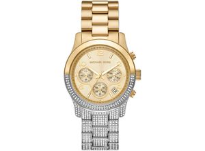 4064092185966 - Chronograph MICHAEL KORS RUNWAY MK7329 Armbanduhren goldfarben (silbergoldfarben) Damen Quarzuhren Quarzuhr Armbanduhr Damenuhr Stoppfunktion 1224-Std-Anzeige