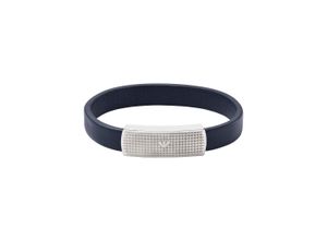 4064092196429 - Armband EMPORIO ARMANI EGS2987040 Armbänder Gr Edelstahl-Leder blau (edelstahlfarben blau) aus Edelstahl + Leder