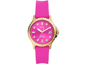 4064092209914 - Quarzuhr FOSSIL FB-01 ES5290 Armbanduhren pink (rosa) Damen Quarzuhren Armbanduhr Damenuhr Datum Silikonarmband bis 10 bar wasserdicht