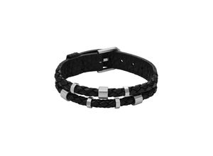 4064092211016 - Armband FOSSIL JEWELRY JF04473040 Armbänder Gr Edelstahl-Leder schwarz (edelstahlfarben schwarz) Fossil