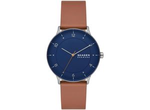 4064092211221 - Quarzuhr SKAGEN RIIS SKW6885 Armbanduhren braun Damen Quarzuhren Armbanduhr Herrenuhr Damenuhr analog Lederarmband