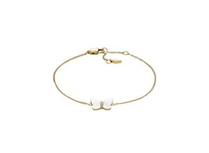 4064092211412 - Armband FOSSIL Schmetterling JEWELRY JF04425710 Armbänder Gr Edelstahl goldfarben (gelbgoldfarben kristallweiß kristallweiß) Damen Trachtenmode mit Zirkonia (synth) - Perlmutt