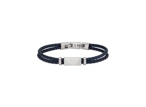 4064092213225 - Armband EMPORIO ARMANI EGS2995040 Armbänder Gr Edelstahl-Leder blau (edelstahlfarben blau) aus Edelstahl + Leder