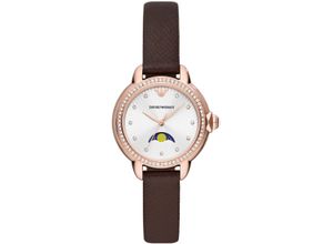 4064092225563 - Quarzuhr EMPORIO ARMANI AR11568 Armbanduhren rosegold (braun) Damen Quarzuhren Armbanduhr Damenuhr analog Lederarmband