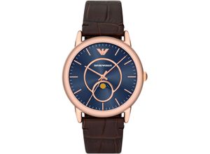 4064092226492 - Quarzuhr EMPORIO ARMANI AR11566 Armbanduhren rosegold (braun) Herren Hochzeitsmode Armbanduhr Herrenuhr Datum analog Lederarmband