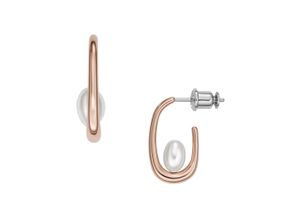 4064092227062 - Paar Creolen SKAGEN AGNETE SKJ1747791 Ohrringe Gr Edelstahl-Perlen rosegold (roségoldfarben edelstahlfarben weiß) Damen Creolen mit Muschelkernperle