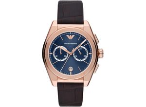 4064092228410 - Chronograph EMPORIO ARMANI AR11563 Armbanduhren rosegold (braun) Herren Hochzeitsmode Quarzuhr Armbanduhr Herrenuhr Stoppfunktion Lederarmband Datum