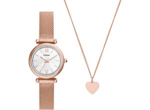 4064092235364 - Quarzuhr FOSSIL CARLIE ES5314SET Armbanduhren goldfarben (roségoldfarben) Damen Quarzuhren Armbanduhr Damenuhr ideal auch als Geschenk Edelstahlarmband