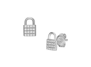 4064092235968 - Paar Ohrstecker FOSSIL LOCK JFS00626040 Ohrringe Gr Silber 925 (Sterlingsilber) silberfarben (silberfarben kristallweiß kristallweiß) Damen Ohrstecker mit Zirkonia (synth)