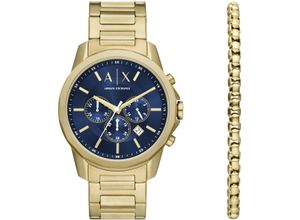 4064092240276 - Chronograph ARMANI EXCHANGE AX7151SET Armbanduhren goldfarben Herren Hochzeitsmode Quarzuhr Armbanduhr Herrenuhr Stoppfunktion Geschenkidee