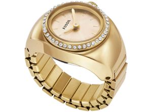 4064092251593 - Uhrenring FOSSIL WATCH RING Armbanduhren goldfarben Damen Quarzuhr Armbanduhr Damenuhr Edelstahlarmband analog Glassteine