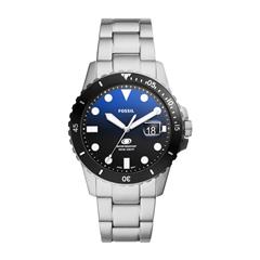 4064092252521 - Quarzuhr FOSSIL FOSSIL BLUE DIVE FS6038 Armbanduhren silberfarben Herren Hochzeitsmode Armbanduhr Herrenuhr Datum Edelstahlarmband bis 10 bar wasserdicht