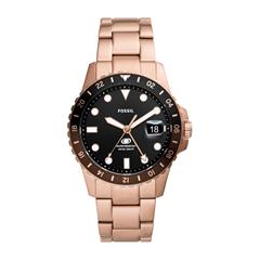 4064092252545 - Quarzuhr FOSSIL FOSSIL BLUE GMT FS6027 Armbanduhren goldfarben (roségoldfarben) Herren Hochzeitsmode Armbanduhr Herrenuhr Edelstahlarmband bis 10 bar wasserdicht