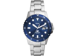 4064092252576 - Quarzuhr FOSSIL FOSSIL BLUE DIVE FS6029 Armbanduhren silberfarben Herren Hochzeitsmode Armbanduhr Herrenuhr Datum Edelstahlarmband bis 10 bar wasserdicht