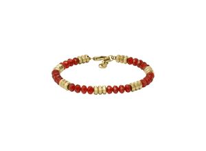 4064092254228 - Armband FOSSIL JEWELRY ALL STACKED UP JF04602040 JF04606710 Armbänder Gr Edelstahl goldfarben (gelbgoldfarben rot rot) mit Agate