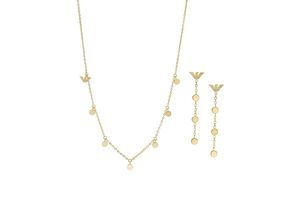 4064092255157 - Ohrring und Ketten Set EMPORIO ARMANI LOGO KREIS RUND EGS3064SET Schmuck-Sets gelb (gelbgoldfarben) Damen Brautschmuck Edelstahl