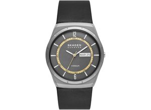 4064092255409 - Quarzuhr SKAGEN MELBYE SKW6907 Armbanduhren schwarz Herren Quarzuhren Armbanduhr Herrenuhr Tag Datum analog Lederarmband Titan