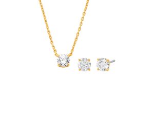 4064092255560 - Ohrring und Ketten Set MICHAEL KORS PREMIUM Schmuck-Set GIFTSET Solitär MKC1695SET MKC1694SET Schmuck-Sets goldfarben (gelbgoldfarben kristallweiß kristallweiß) Damen Brautschmuck mit Zirkonia (synth)