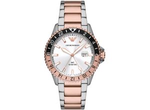 4064092263268 - Quarzuhr EMPORIO ARMANI Armbanduhren silberfarben (silberfarben roségoldfarben) Herren Hochzeitsmode Armbanduhr Herrenuhr Datum bis 10 bar wasserdicht Edelstahlarmband