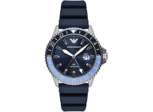 4064092263275 - Quarzuhr EMPORIO ARMANI Armbanduhren blau Herren Hochzeitsmode Armbanduhr Herrenuhr Datum bis 10 bar wasserdicht Silikonarmband