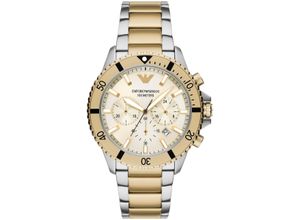 4064092263312 - Chronograph EMPORIO ARMANI Armbanduhren silberfarben (silberfarben gelbgoldfarben) Herren Hochzeitsmode Quarzuhr Armbanduhr Herrenuhr Edelstahlarmband bis 10 bar wasserd