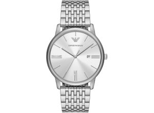 4064092263558 - Quarzuhr EMPORIO ARMANI Armbanduhren silberfarben Herren Armbanduhr Herrenuhr Datum analog Edelstahlarmband