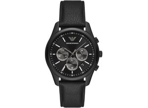 4064092264067 - Chronograph EMPORIO ARMANI Armbanduhren schwarz Herren Hochzeitsmode Quarzuhr Armbanduhr Herrenuhr Stoppfunktion Lederarmband Datum