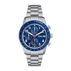 4064092267341 - Chronograph FOSSIL SPORT TOURER Armbanduhren silberfarben (silberfarben blau) Herren Hochzeitsmode Quarzuhr Armbanduhr Herrenuhr Stoppfunktion DatumEdelstahlarmband