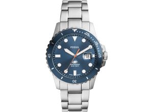 4064092267372 - Quarzuhr FOSSIL FOSSIL BLUE DIVE Armbanduhren silberfarben Herren Hochzeitsmode Armbanduhr Herrenuhr Datum Edelstahlarmband bis 10 bar wasserdicht