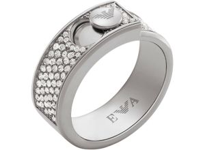 4064092268416 - Fingerring EMPORIO ARMANI COUPLES EGS3091040 EGS3092221 Fingerringe Gr 16 Edelstahl 75 mm silberfarben (edelstahlfarben kristallweiß kristallweiß) Damen Fingerringe mit Glasstein