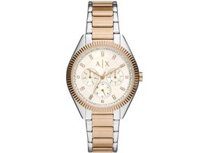 4064092270198 - Multifunktionsuhr ARMANI EXCHANGE Armbanduhren silberfarben (silberfarben roségoldfarben) Damen Quarzuhren Quarzuhr Armbanduhr Damenuhr analog Edelstahlarmbanduhr