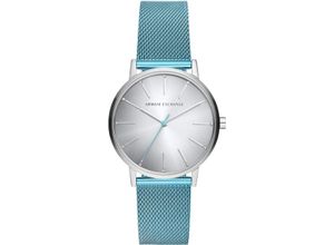 4064092271409 - Quarzuhr ARMANI EXCHANGE Armbanduhren blau (hellblau) Damen Quarzuhren Armbanduhr Damenuhr analog Edelstahlarmband